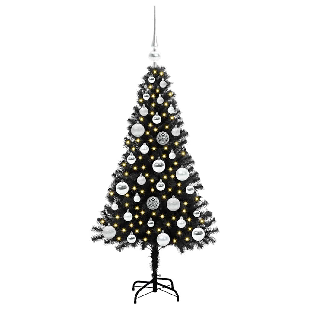 Juletre med 150 LED med stativ Svart 120 cm PVC