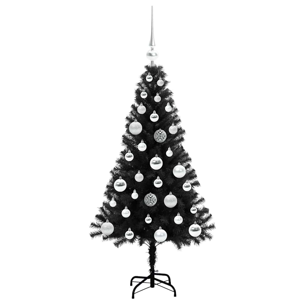 Juletre med 150 LED med stativ Svart 120 cm PVC