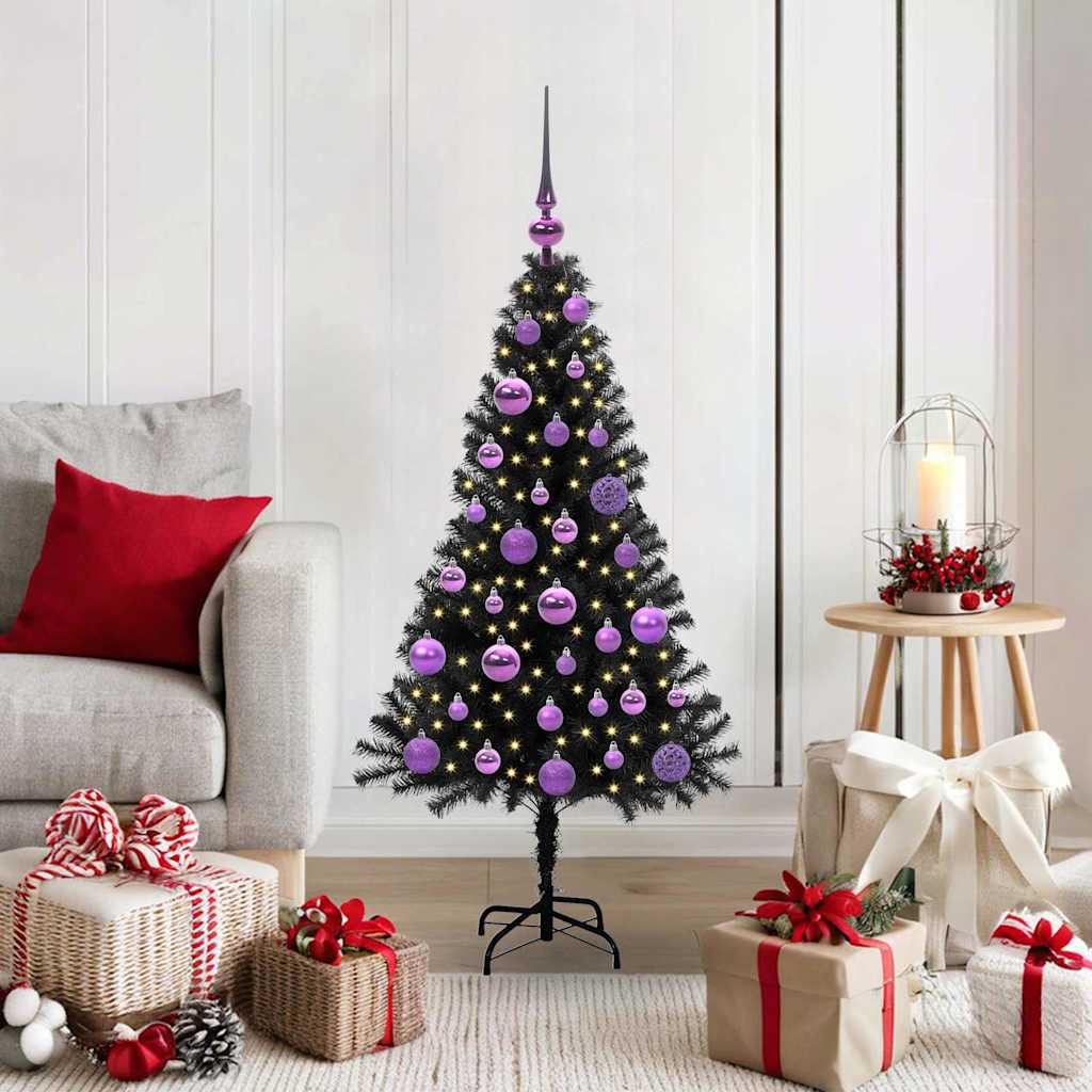 Juletre med 150 LED med stativ Svart 120 cm PVC vidaXL