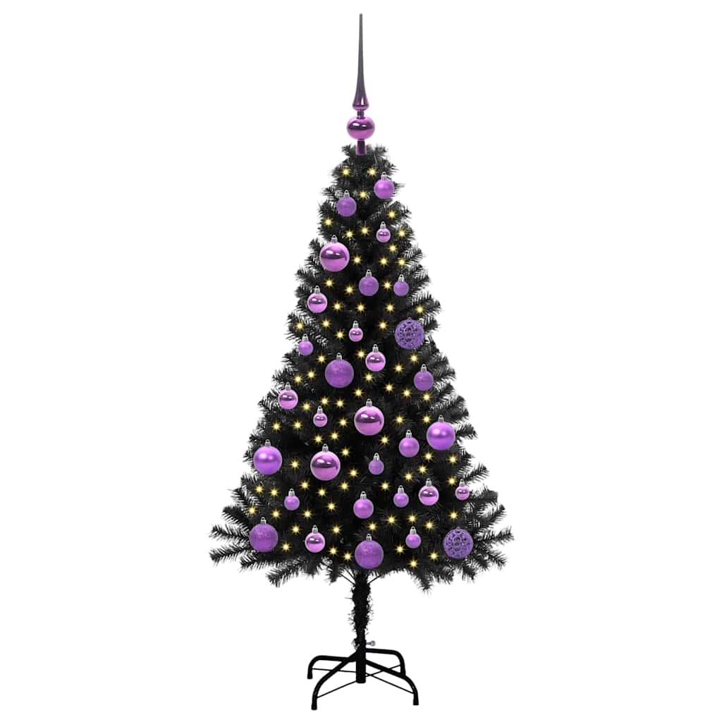 Juletre med 150 LED med stativ Svart 120 cm PVC