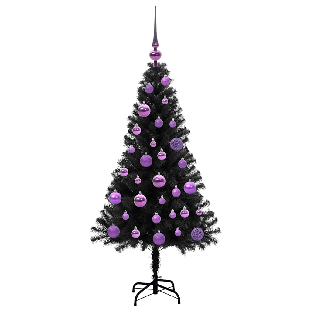 Juletre med 150 LED med stativ Svart 120 cm PVC