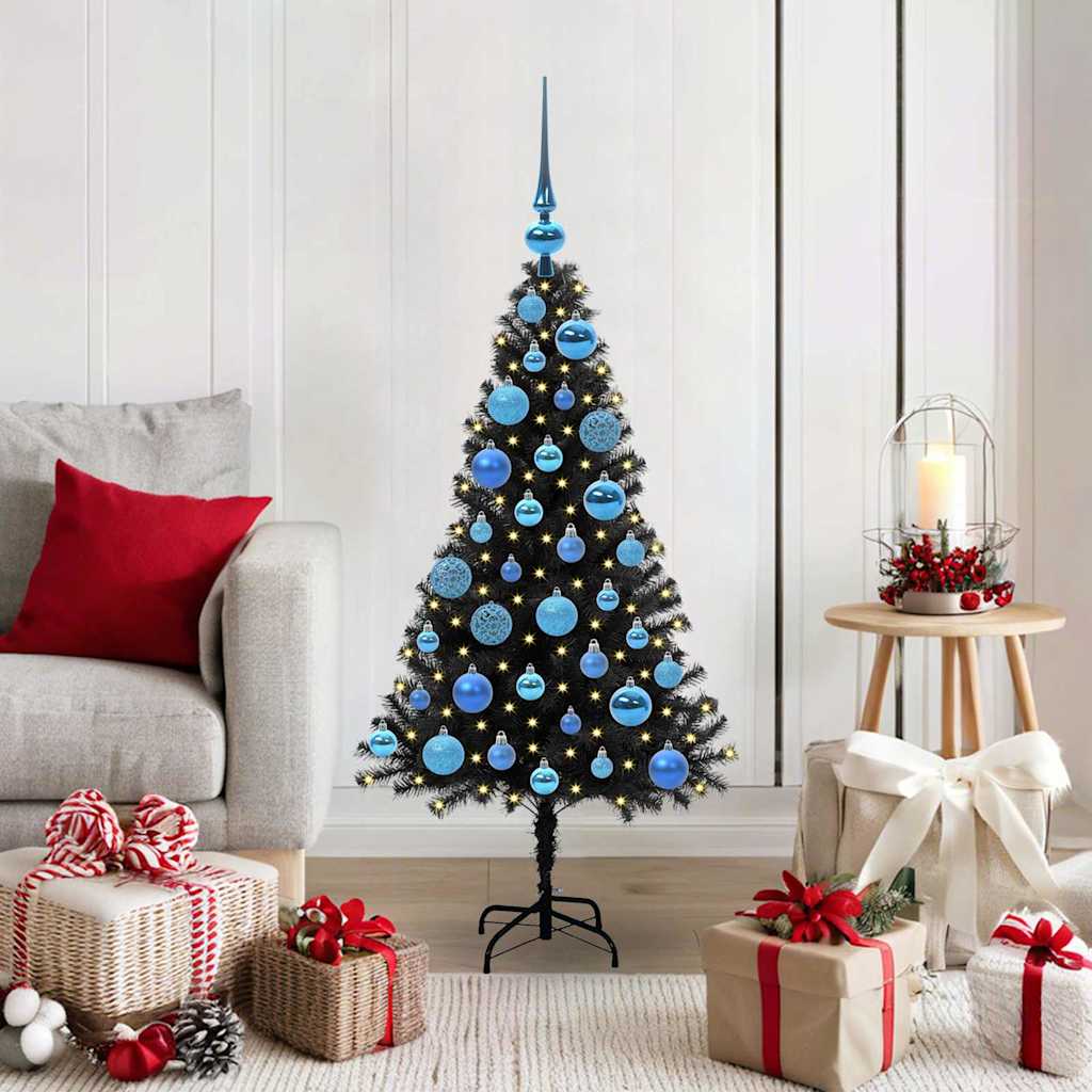 Juletre med 150 LED med stativ Svart 120 cm PVC vidaXL