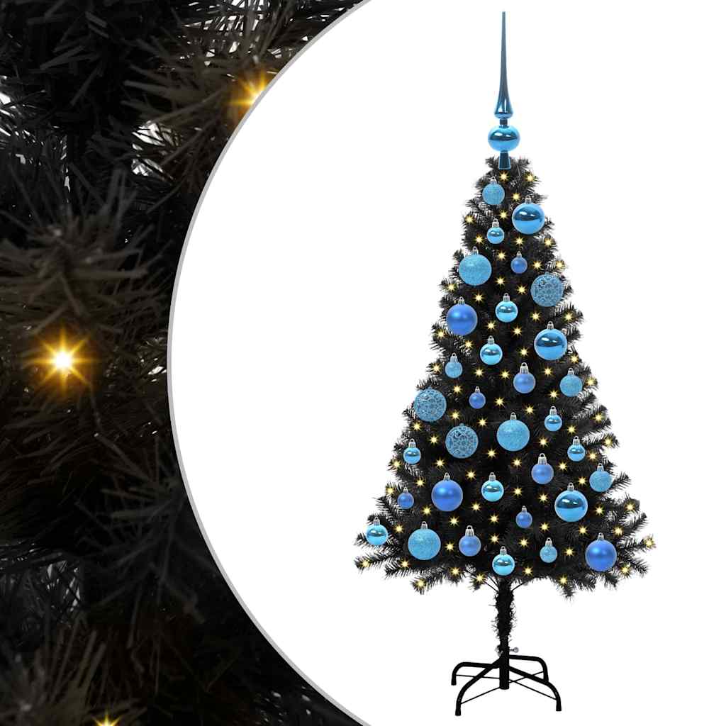 Juletre med 150 LED med stativ Svart 120 cm PVC