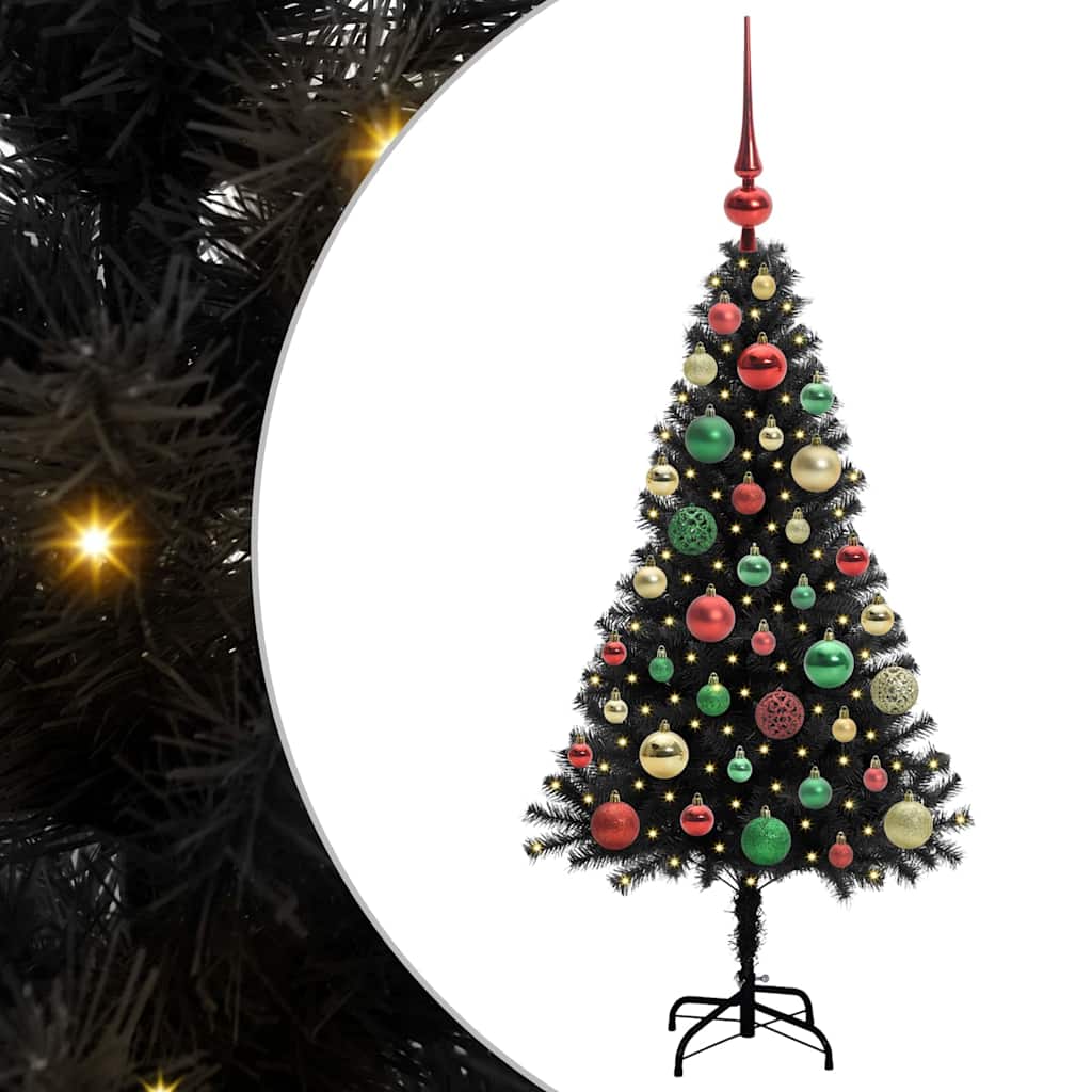 Juletre med 150 LED med stativ Svart 120 cm PVC