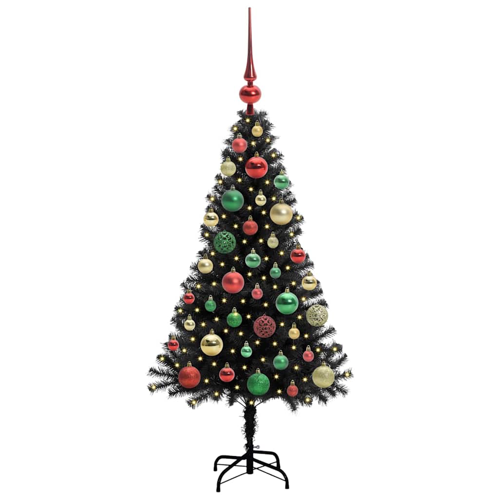 Juletre med 150 LED med stativ Svart 120 cm PVC