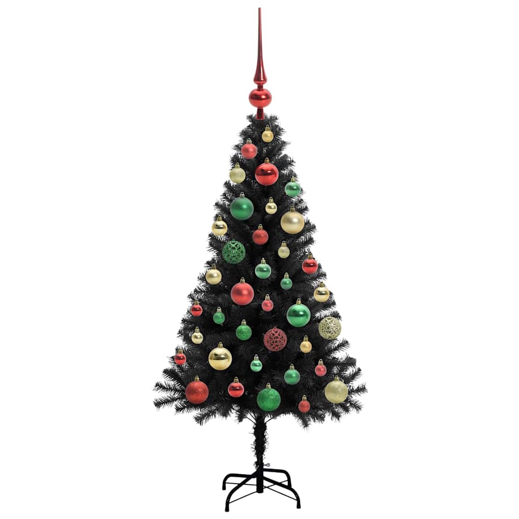 Juletre med 150 LED med stativ Svart 120 cm PVC