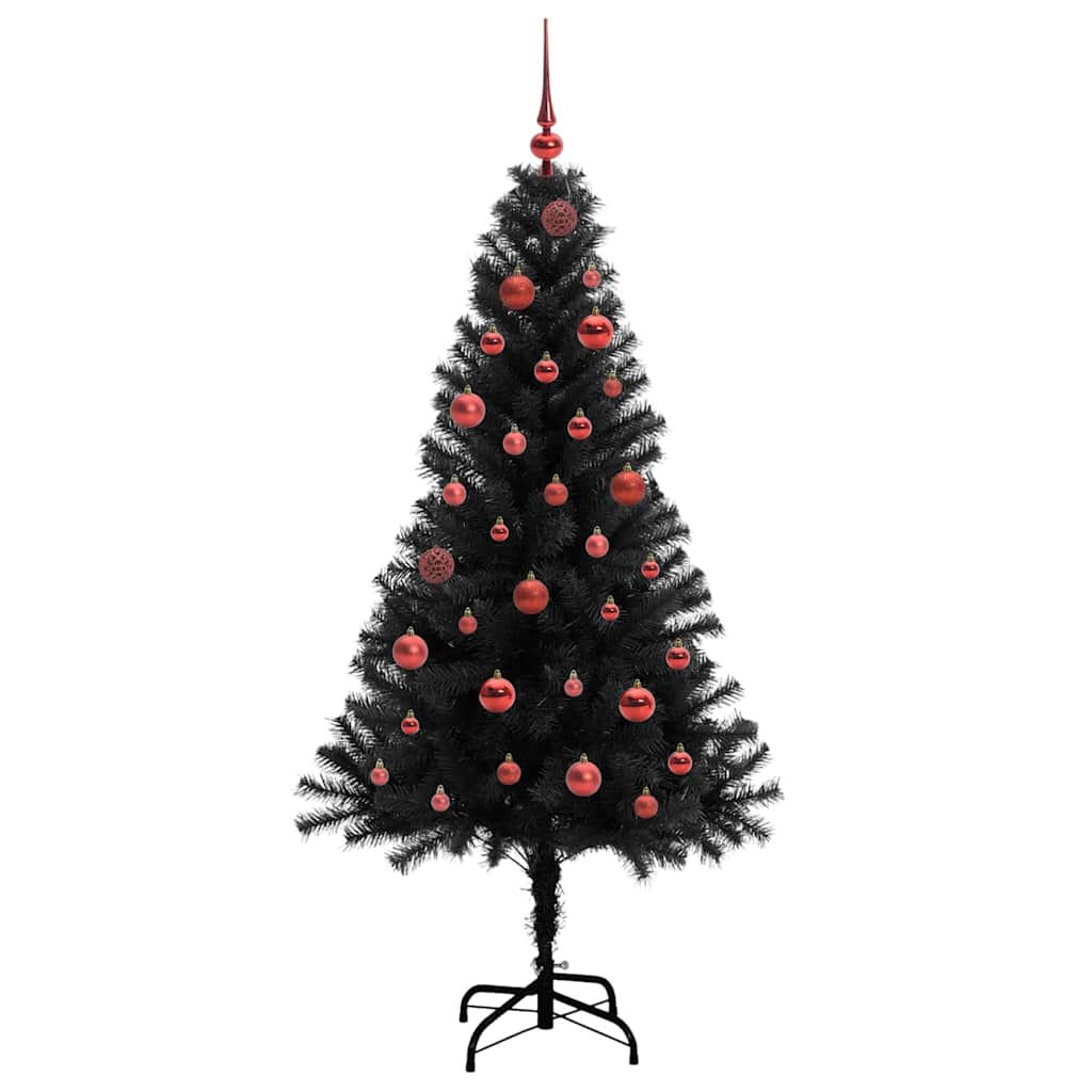 Juletre med 150 LED med stativ Svart 150 cm PVC