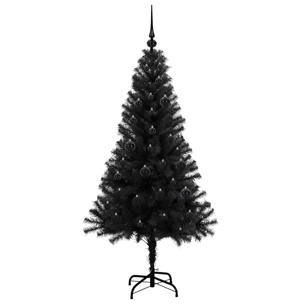 Juletre med 150 LED med stativ Svart 150 cm PVC