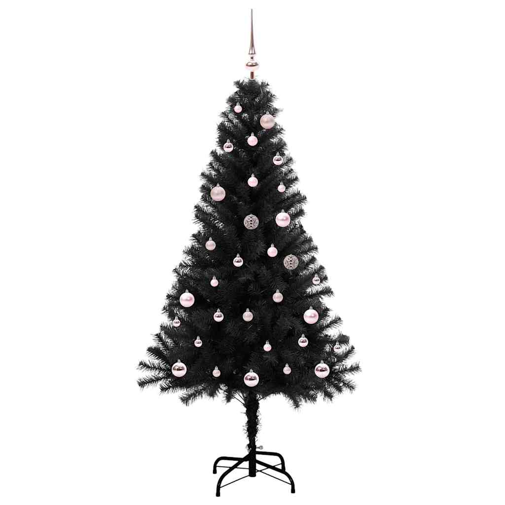 Juletre med 150 LED med stativ Svart 150 cm PVC