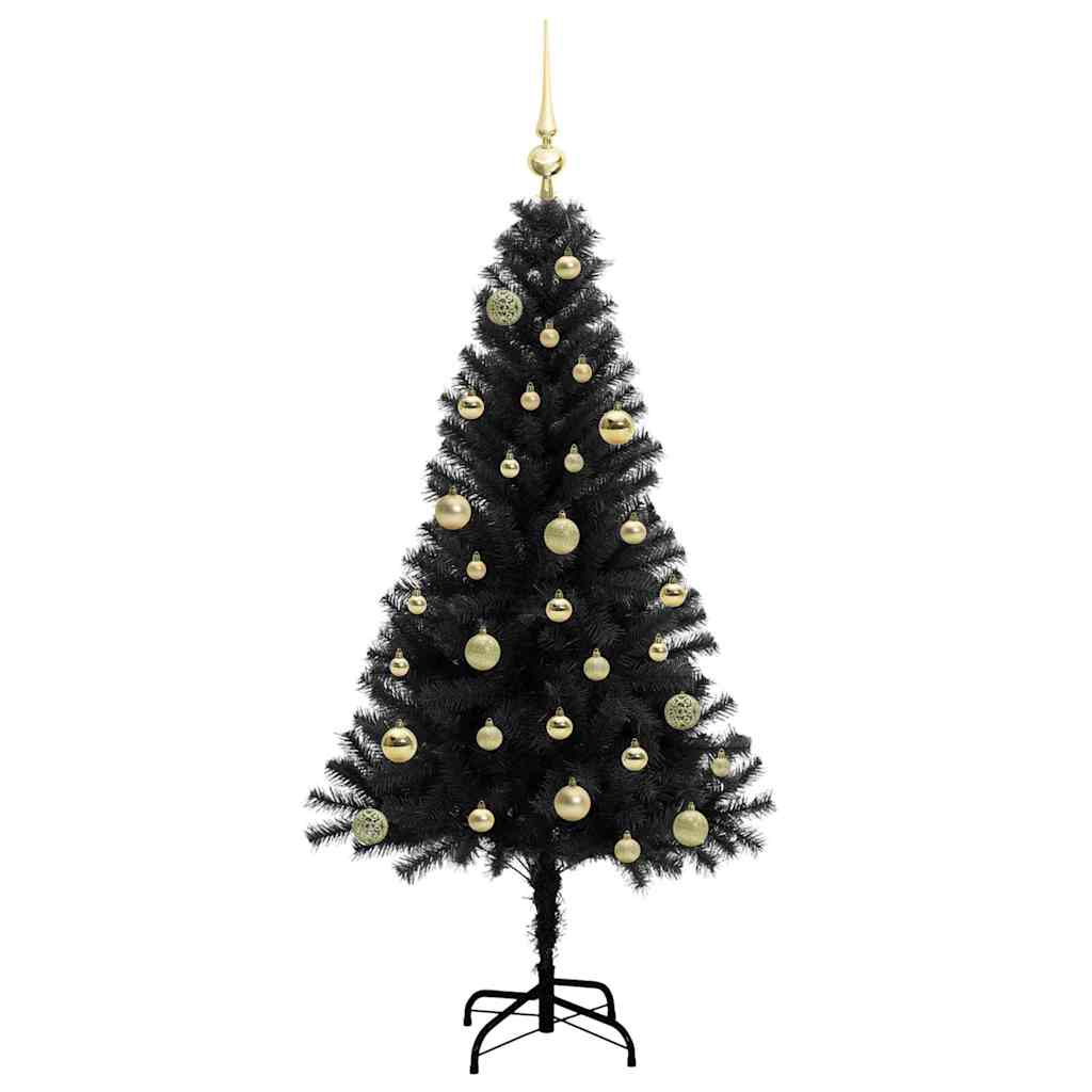 Juletre med 150 LED med stativ Svart 150 cm PVC