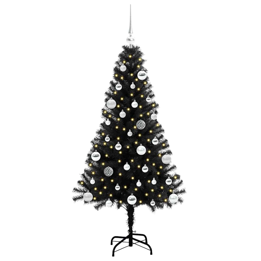 Juletre med 150 LED med stativ Svart 150 cm PVC