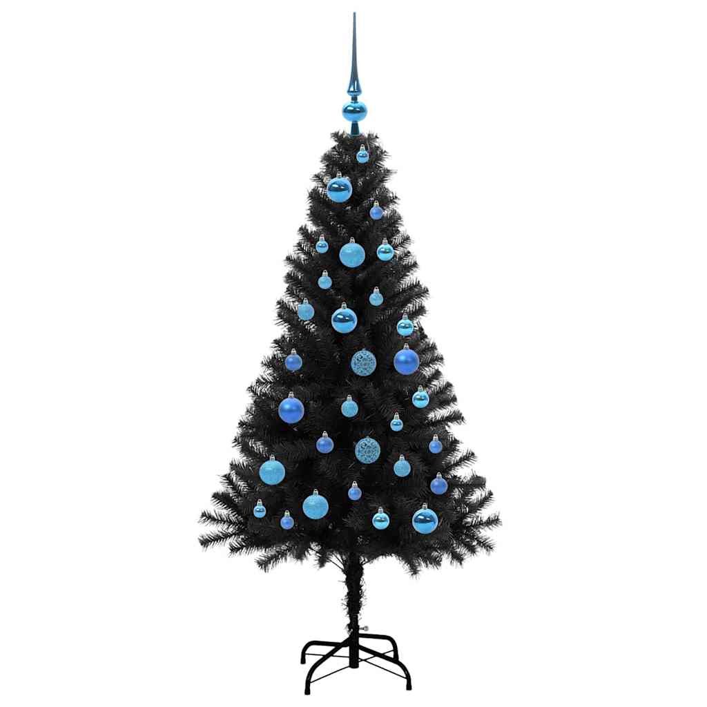 Juletre med 150 LED med stativ Svart 150 cm PVC