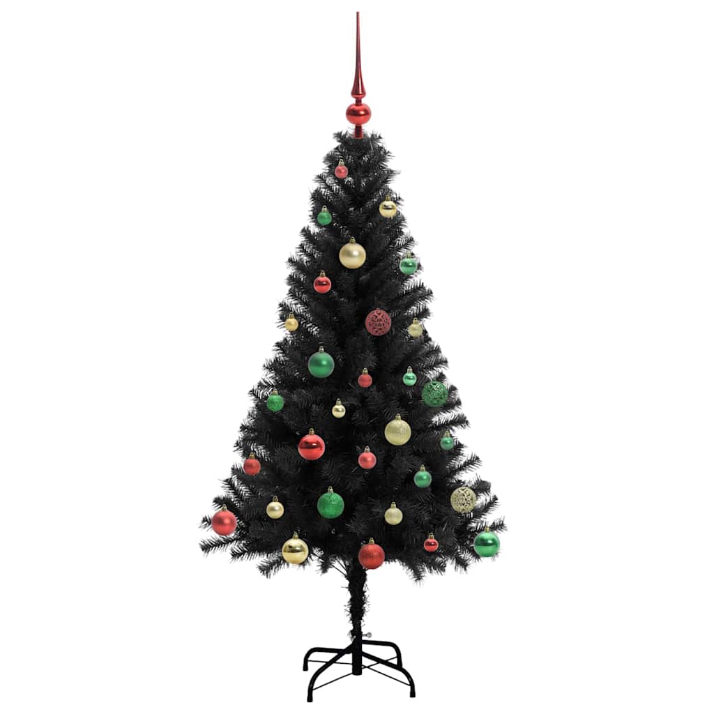 Juletre med 150 LED med stativ Svart 150 cm PVC