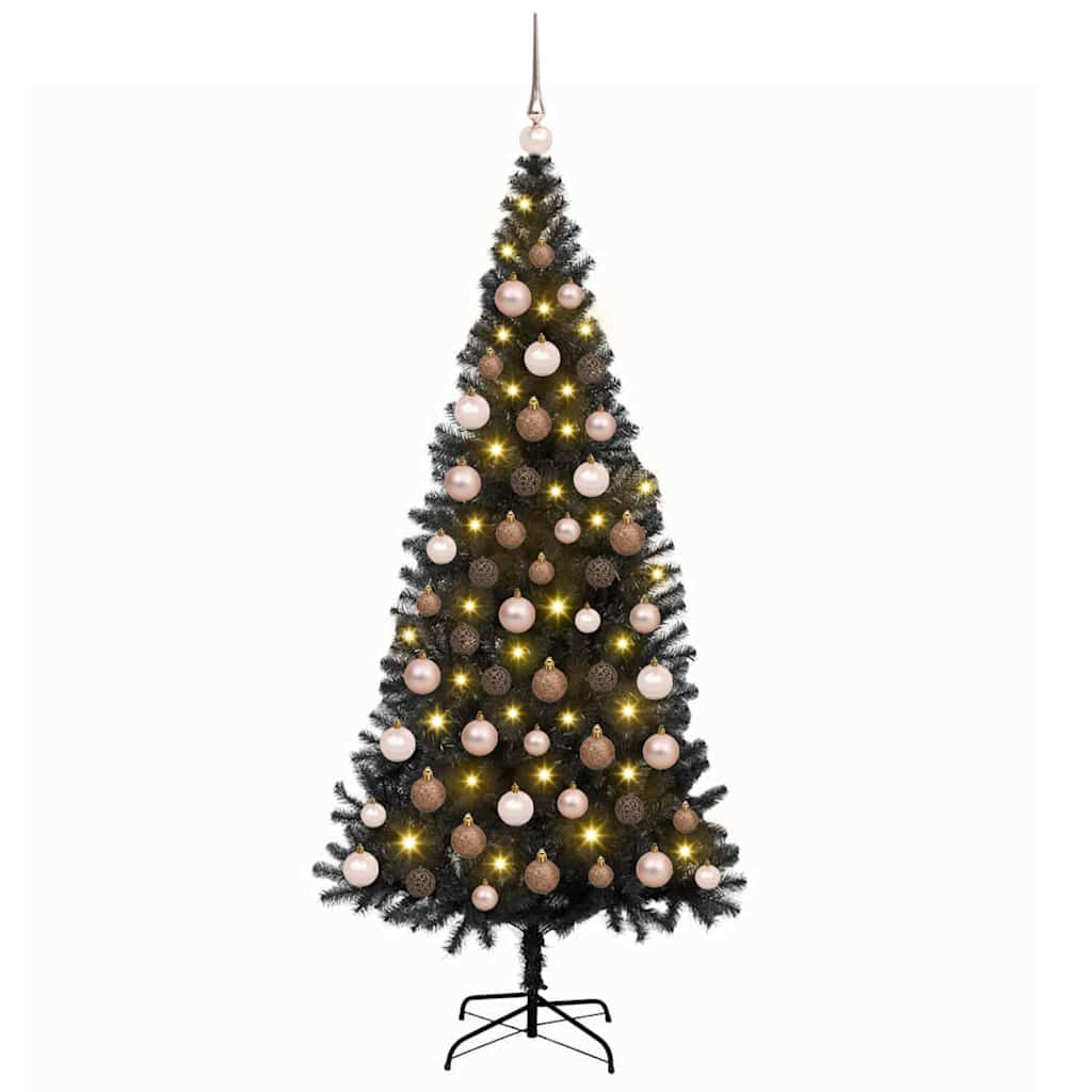 Juletre med 300 LED med stativ Svart 180 cm PVC