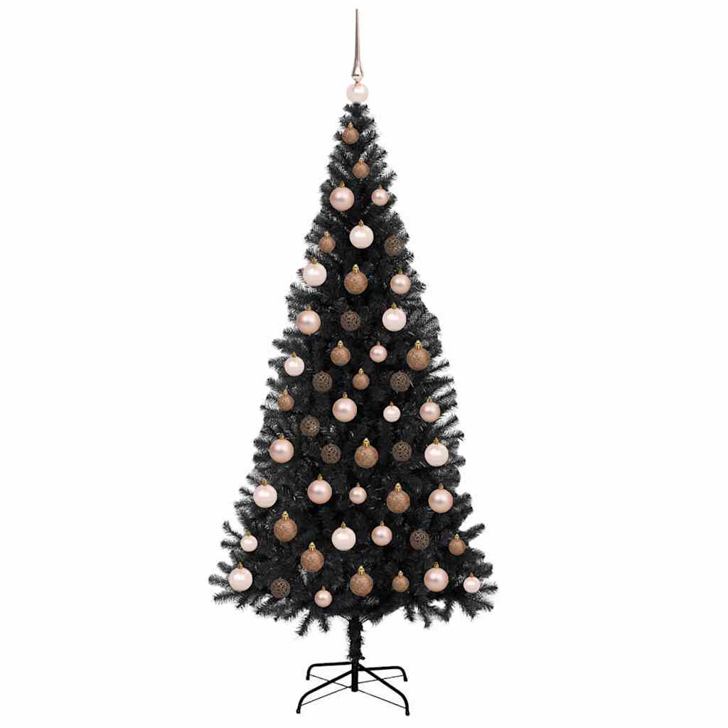 Juletre med 300 LED med stativ Svart 180 cm PVC