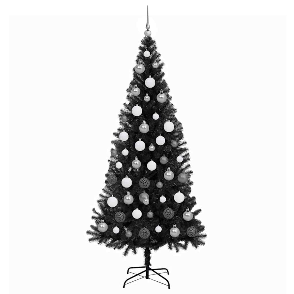Juletre med 300 LED med stativ Svart 180 cm PVC