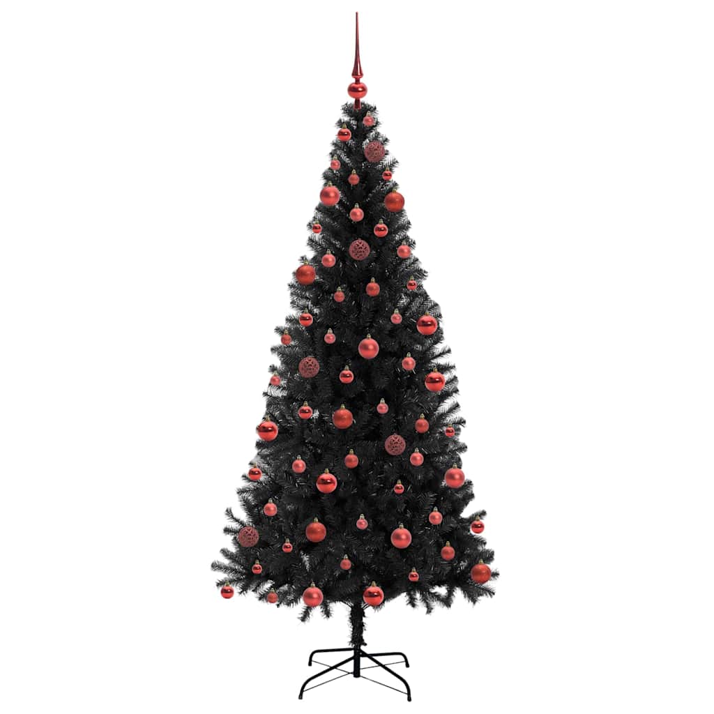 Juletre med 300 LED med stativ Svart 180 cm PVC