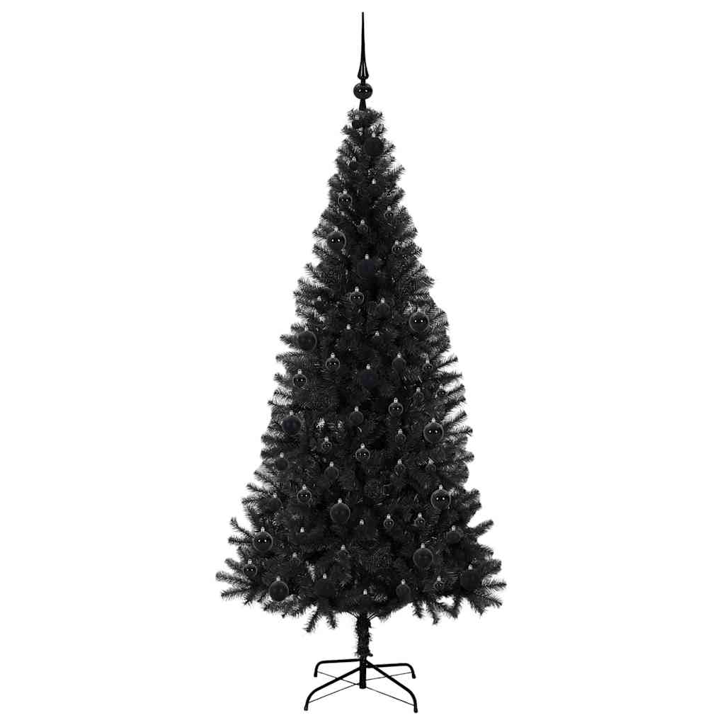 Juletre med 300 LED med stativ Svart 180 cm PVC