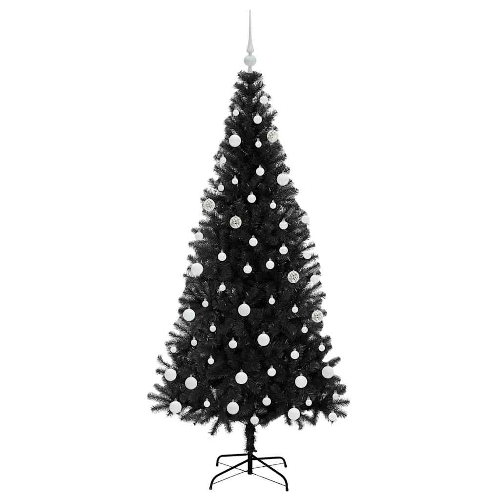 Juletre med 300 LED med stativ Svart 180 cm PVC