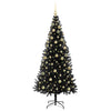 Juletre med 300 LED med stativ Svart 180 cm PVC