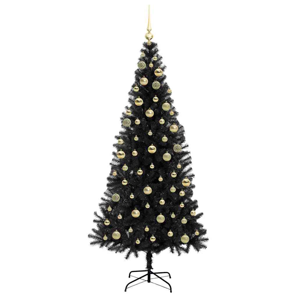 Juletre med 300 LED med stativ Svart 180 cm PVC
