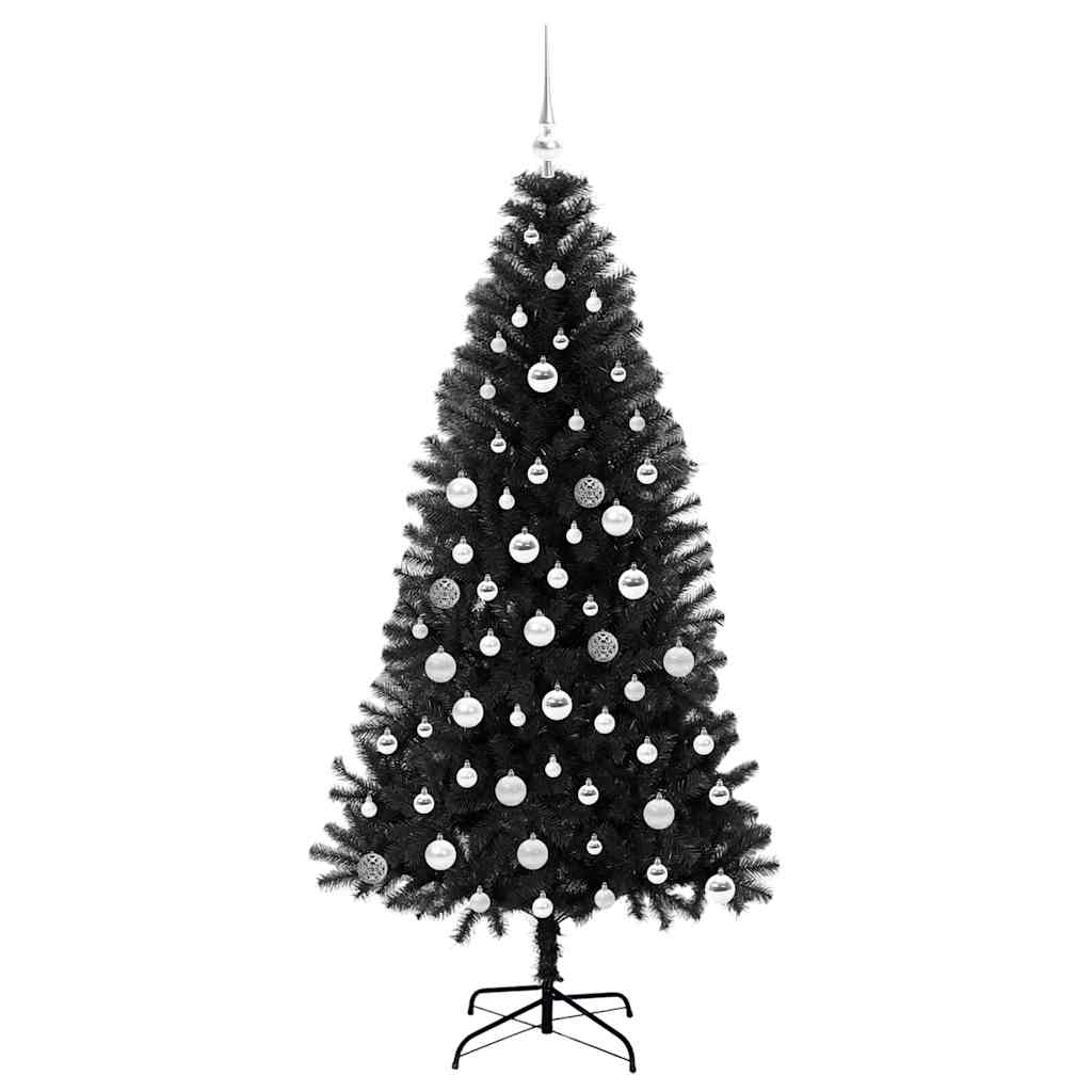 Juletre med 300 LED med stativ Svart 180 cm PVC