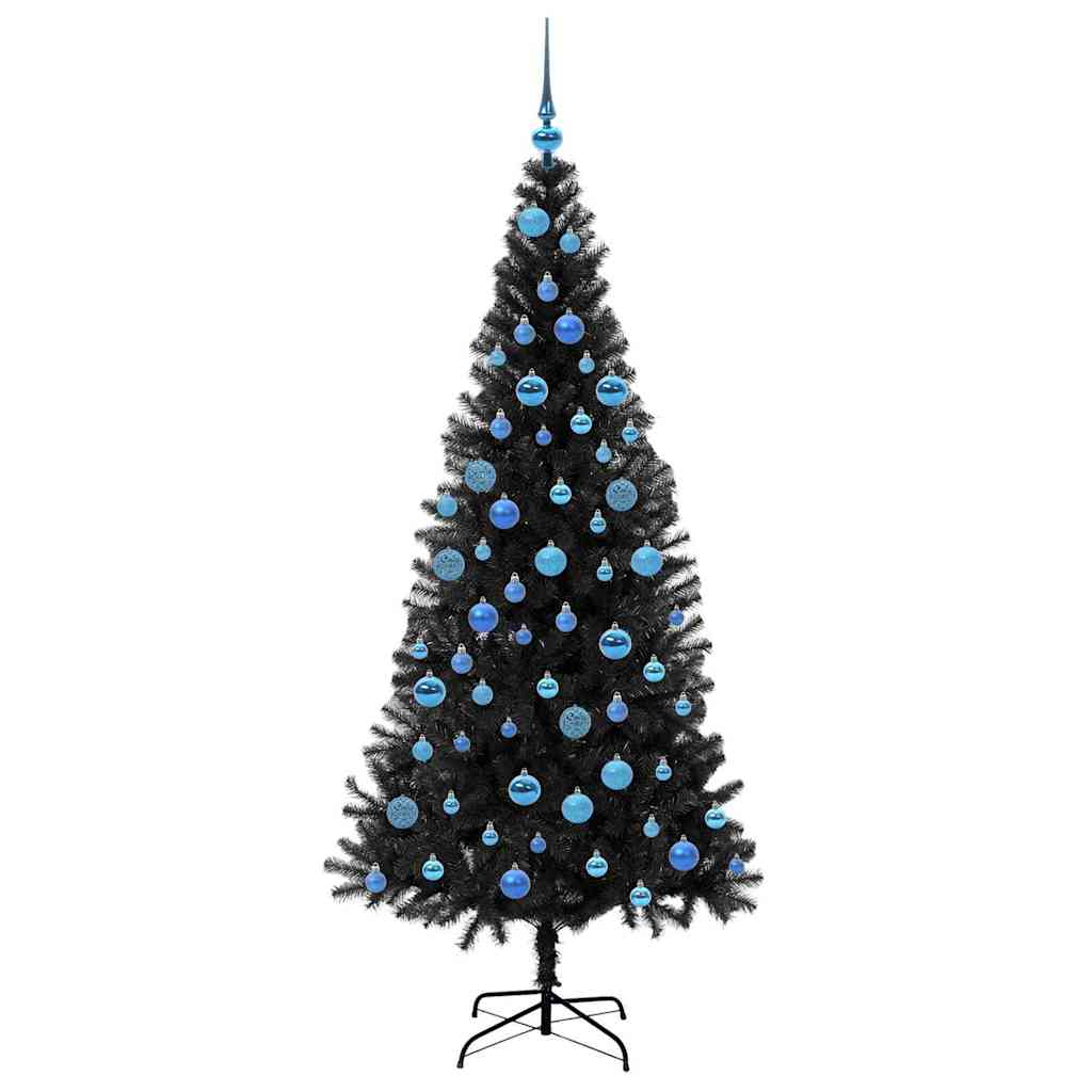 Juletre med 300 LED med stativ Svart 180 cm PVC