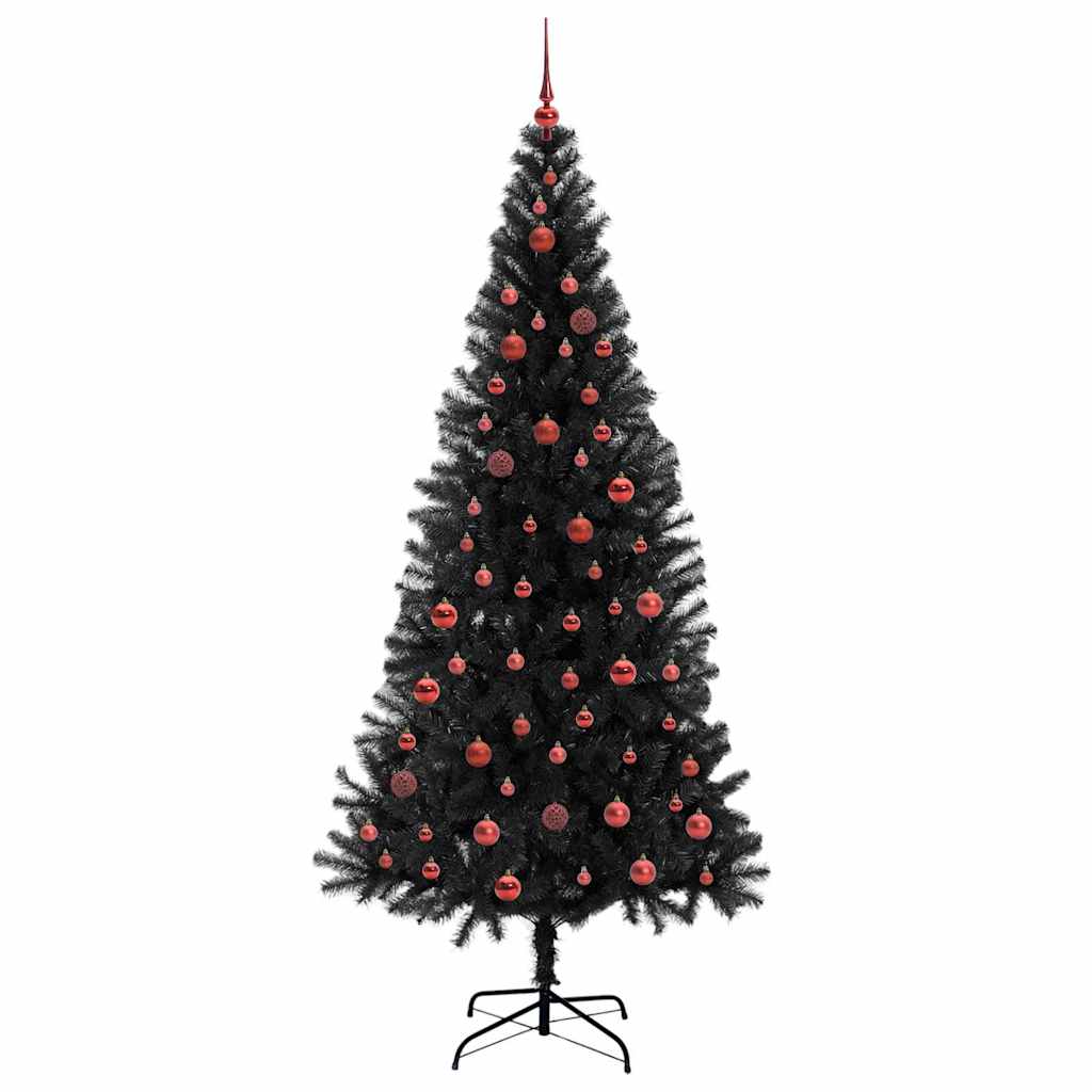 Juletre med 300 LED med stativ Svart 210 cm PVC