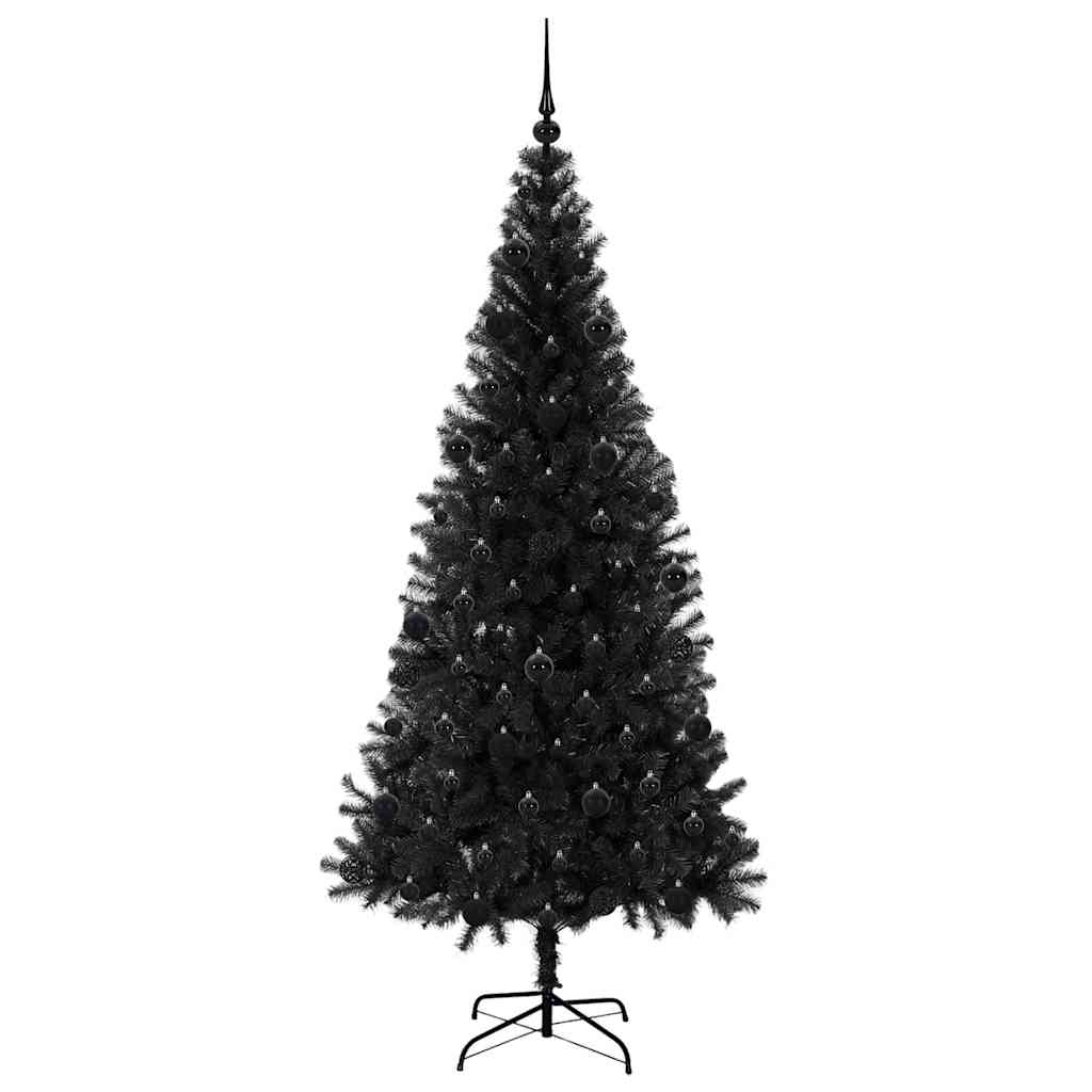 Juletre med 300 LED med stativ Svart 210 cm PVC