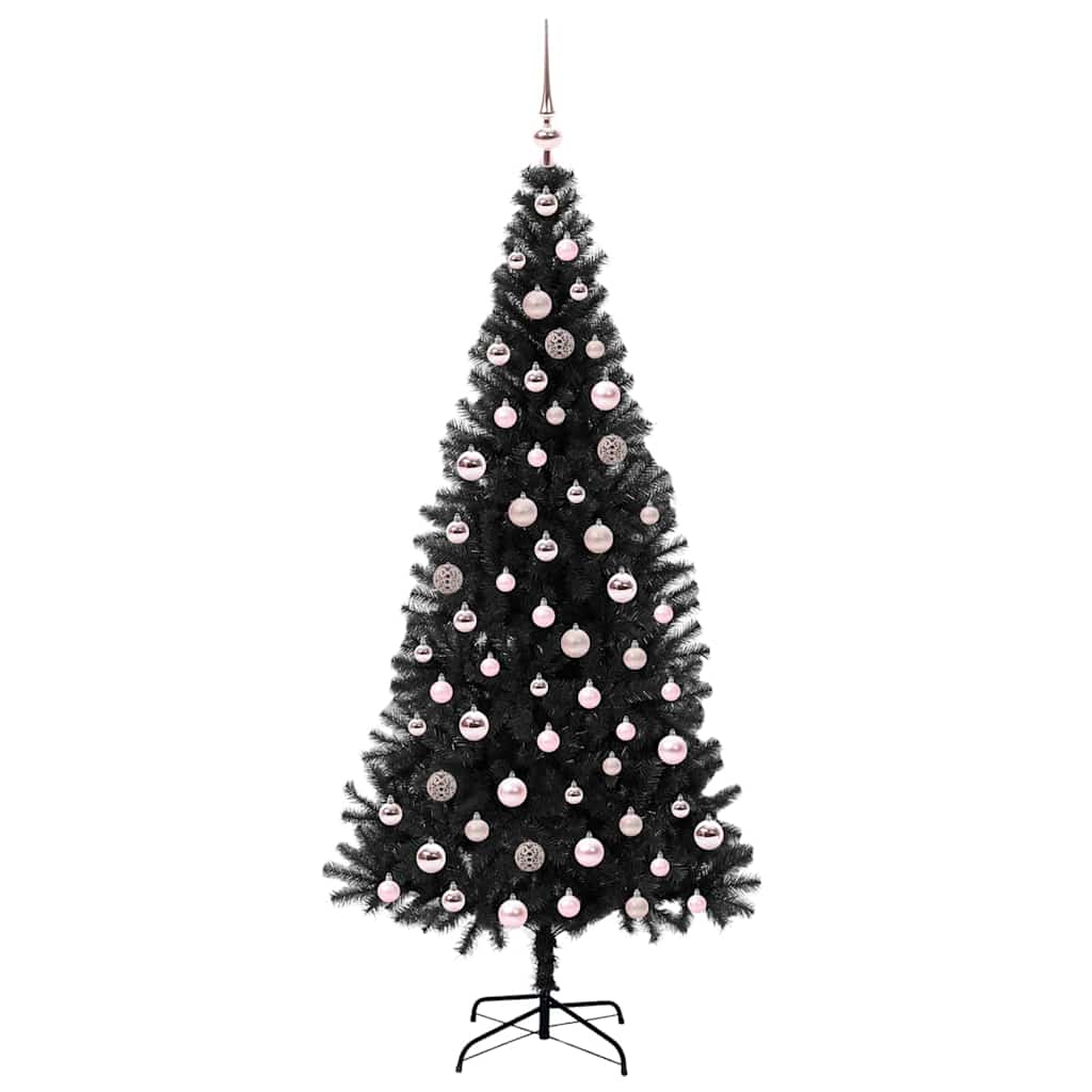 Juletre med 300 LED med stativ Svart 210 cm PVC