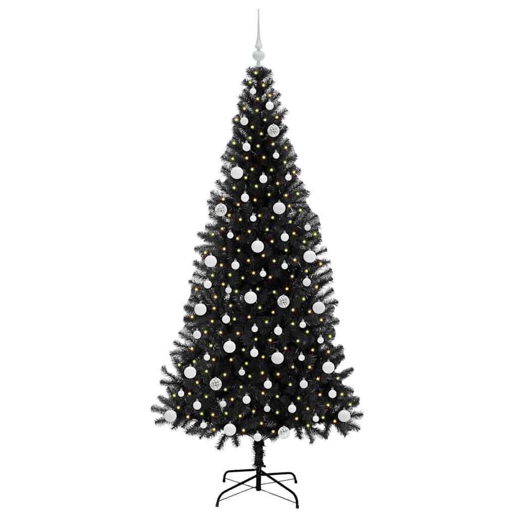 Juletre med 300 LED med stativ Svart 210 cm PVC vidaXL