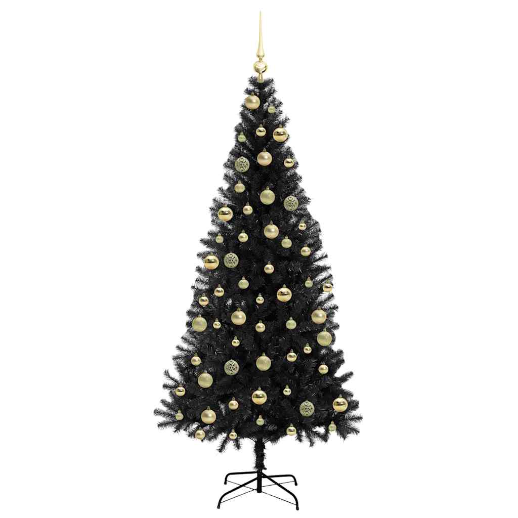 Juletre med 300 LED med stativ Svart 210 cm PVC