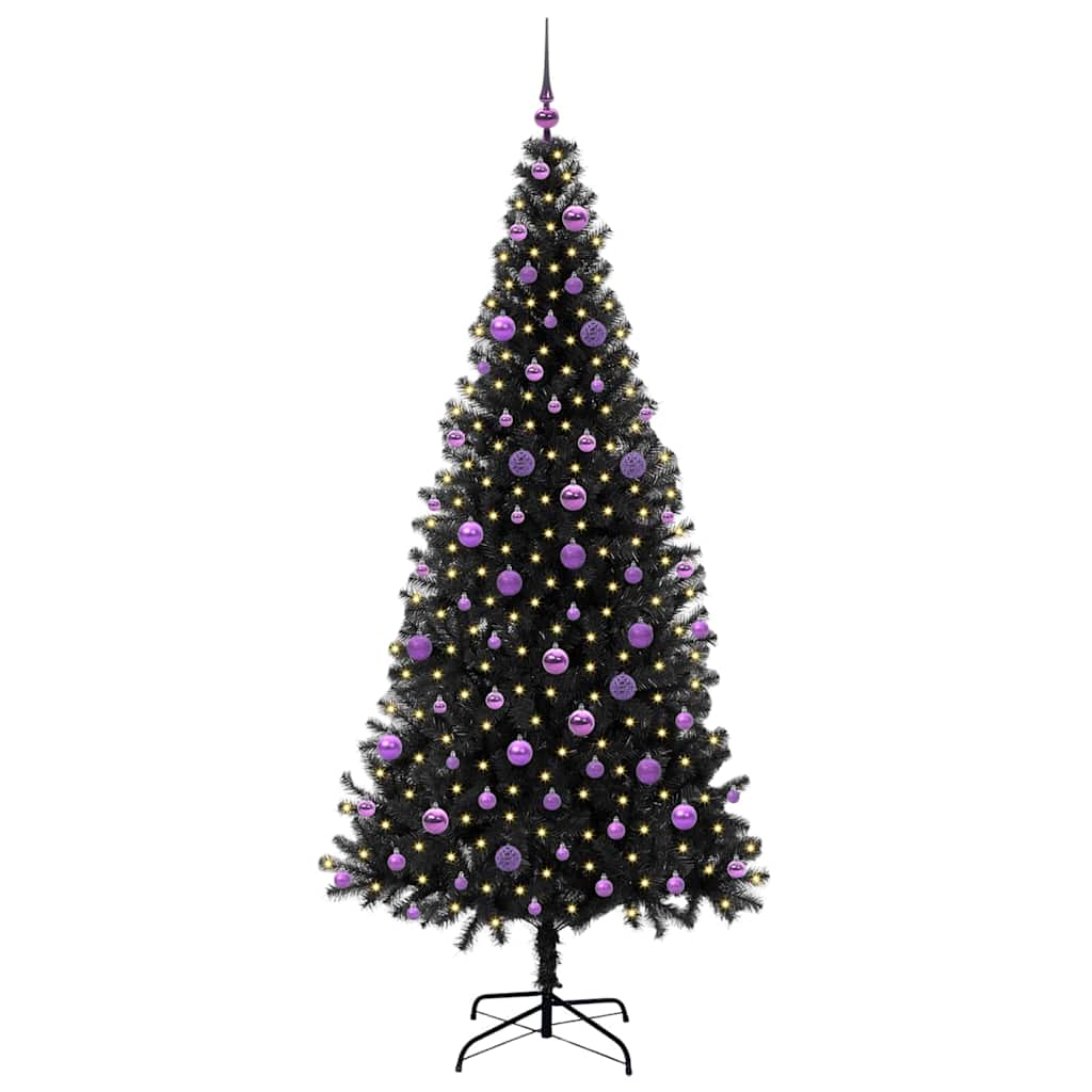 Juletre med 300 LED med stativ Svart 210 cm PVC vidaXL