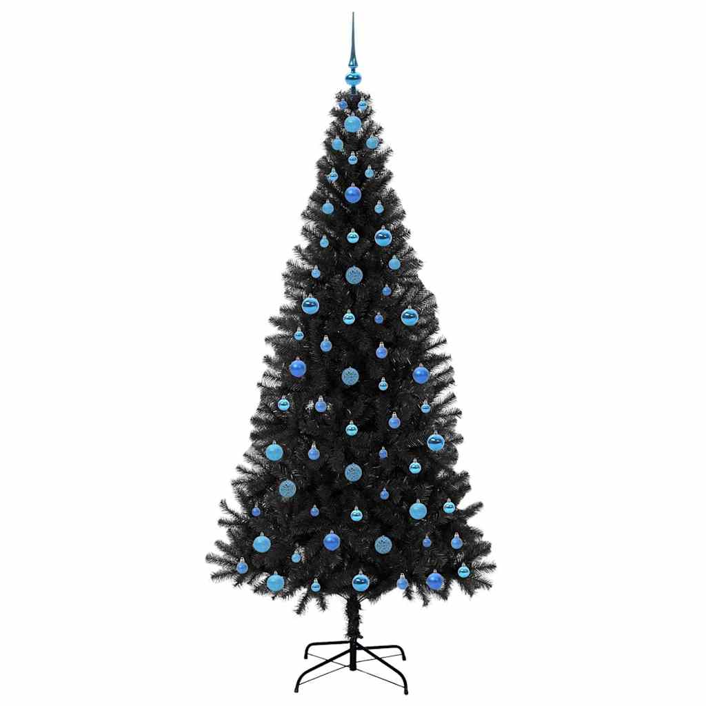 Juletre med 300 LED med stativ Svart 210 cm PVC