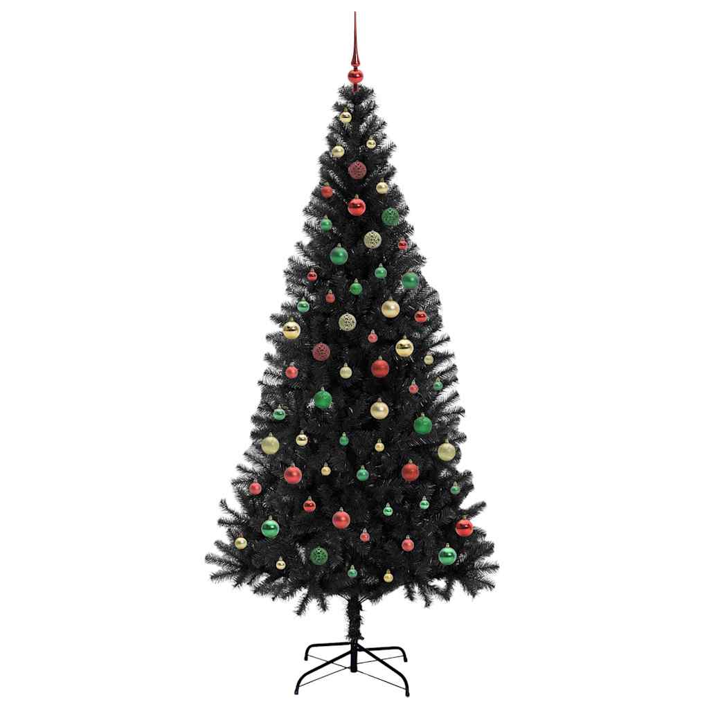 Juletre med 300 LED med stativ Svart 210 cm PVC