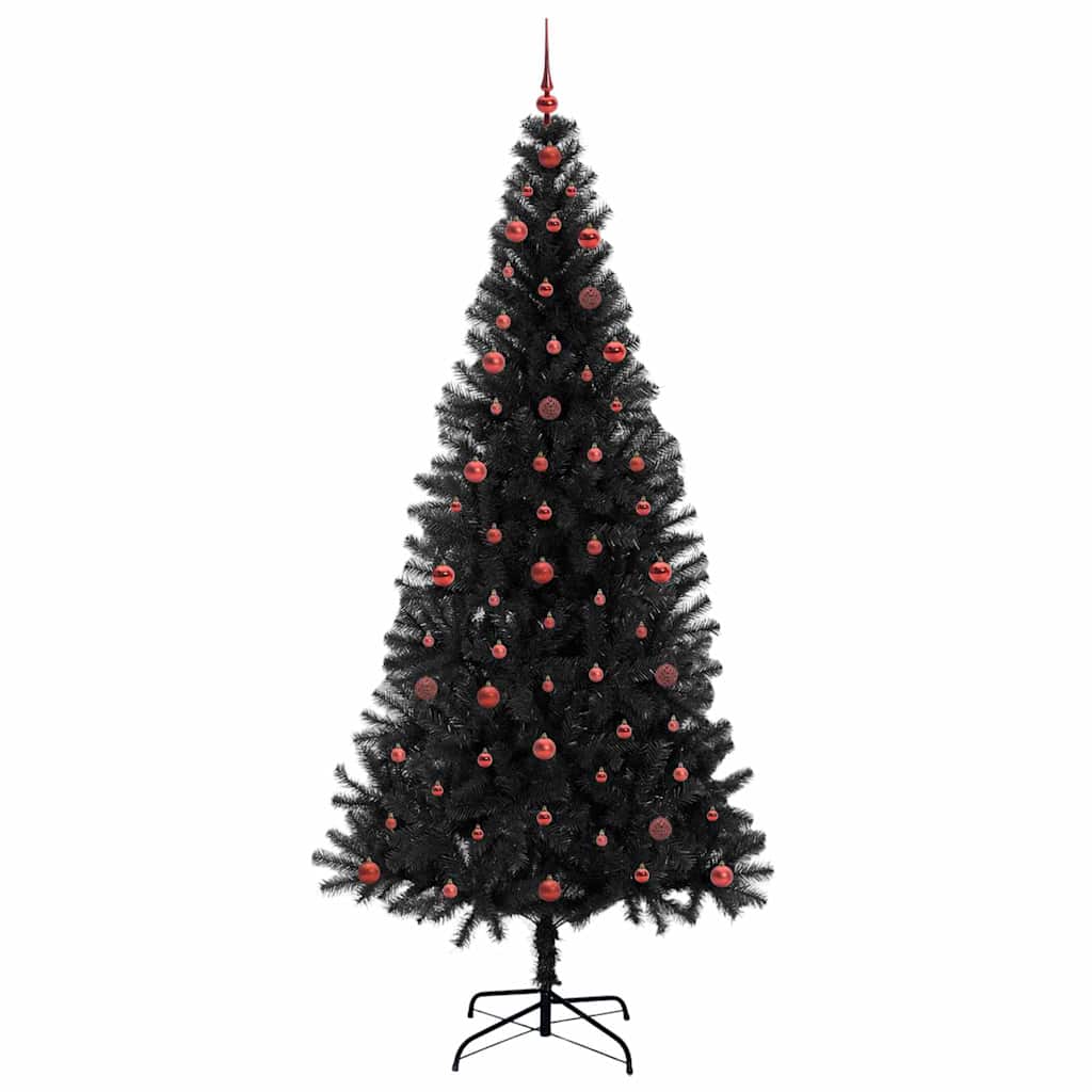 Juletre med 300 LED med stativ Svart 240 cm PVC