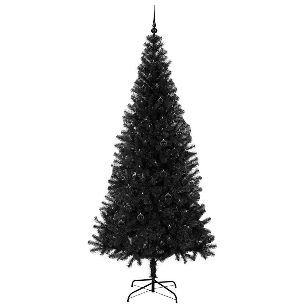 Juletre med 300 LED med stativ Svart 240 cm PVC