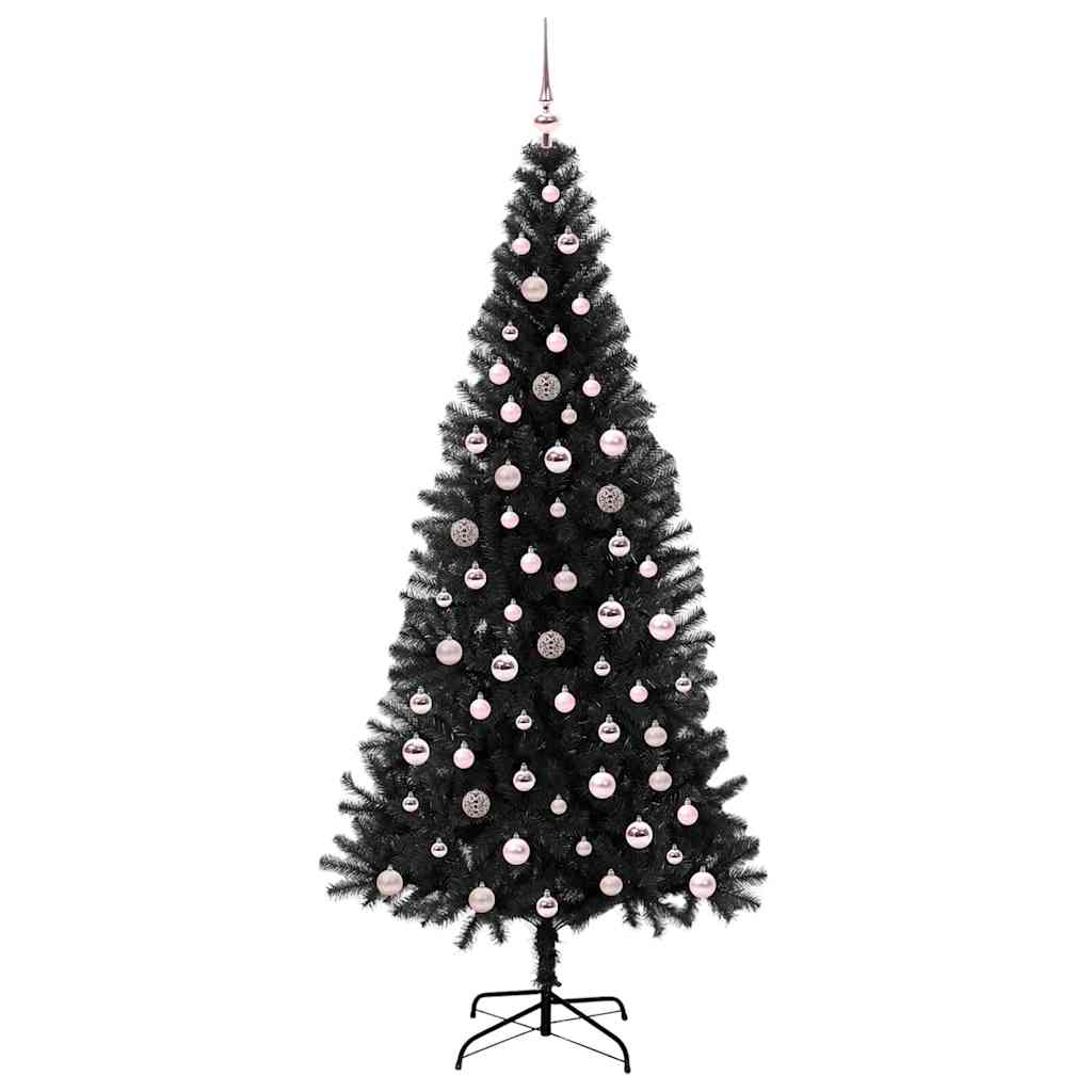 Juletre med 300 LED med stativ Svart 240 cm PVC