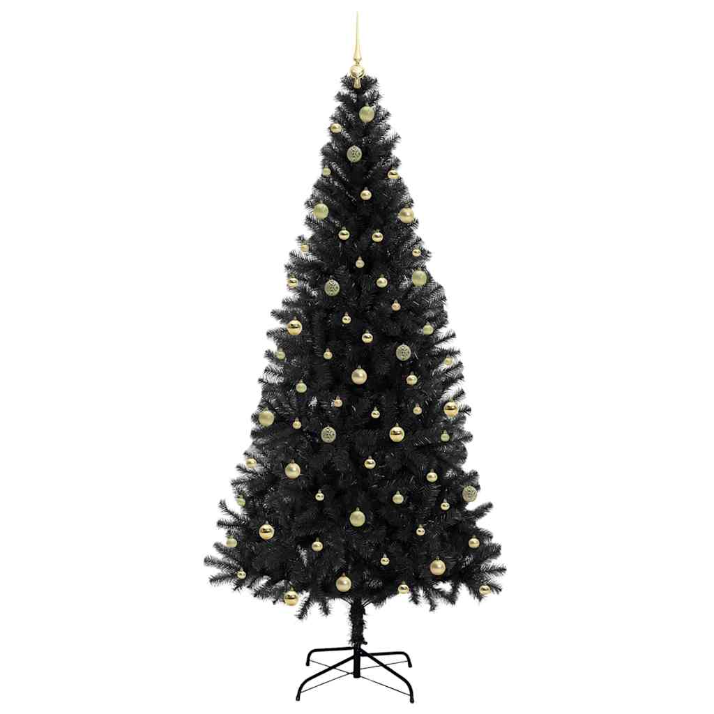 Juletre med 300 LED med stativ Svart 240 cm PVC