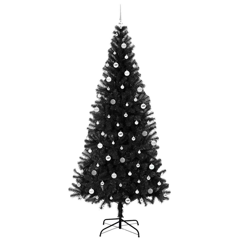 Juletre med 300 LED med stativ Svart 240 cm PVC