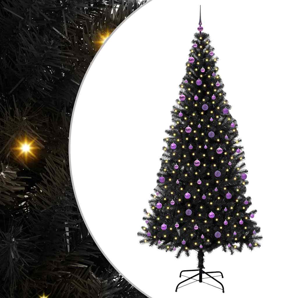 Juletre med 300 LED med stativ Svart 240 cm PVC vidaXL
