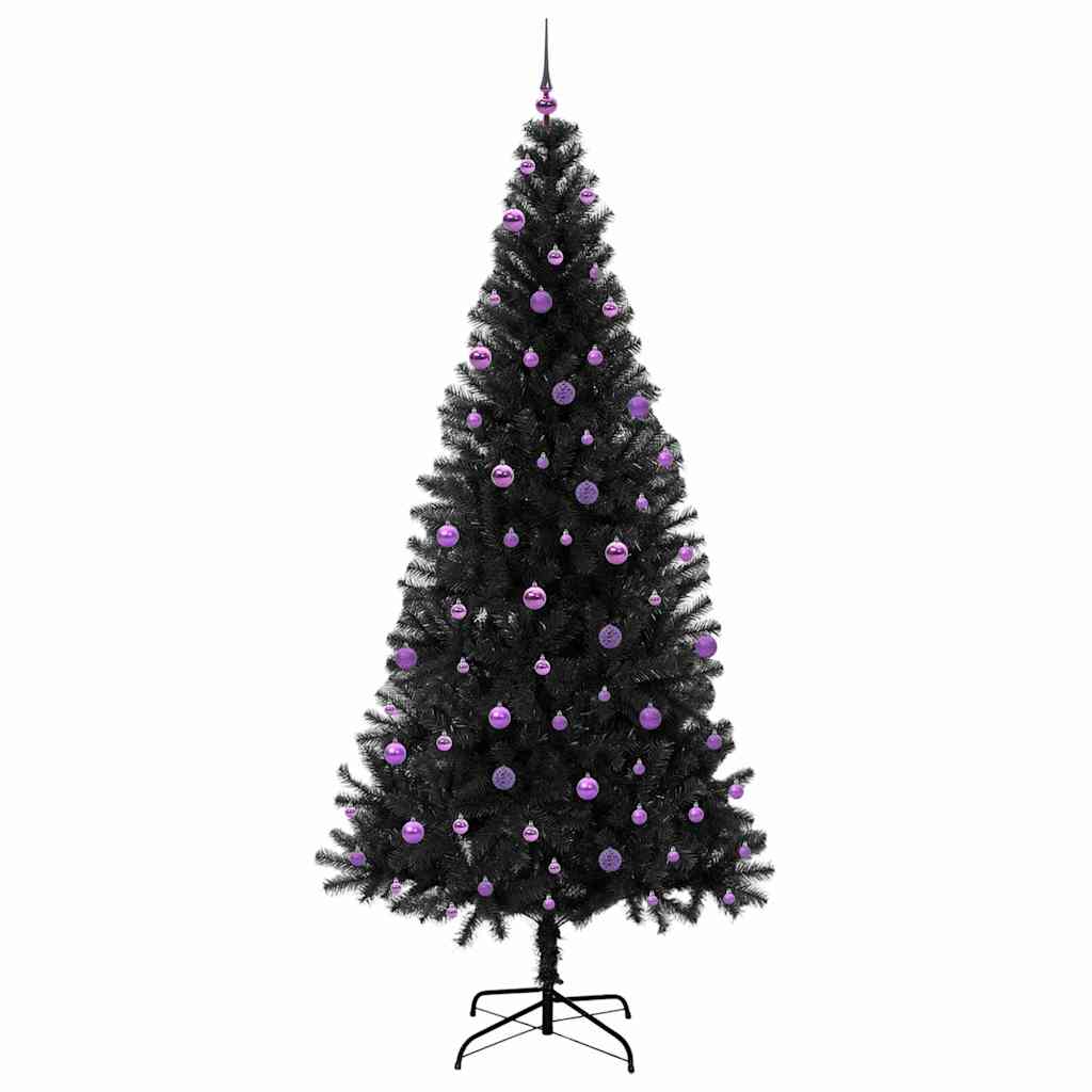 Juletre med 300 LED med stativ Svart 240 cm PVC