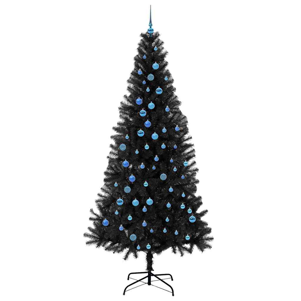 Juletre med 300 LED med stativ Svart 240 cm PVC
