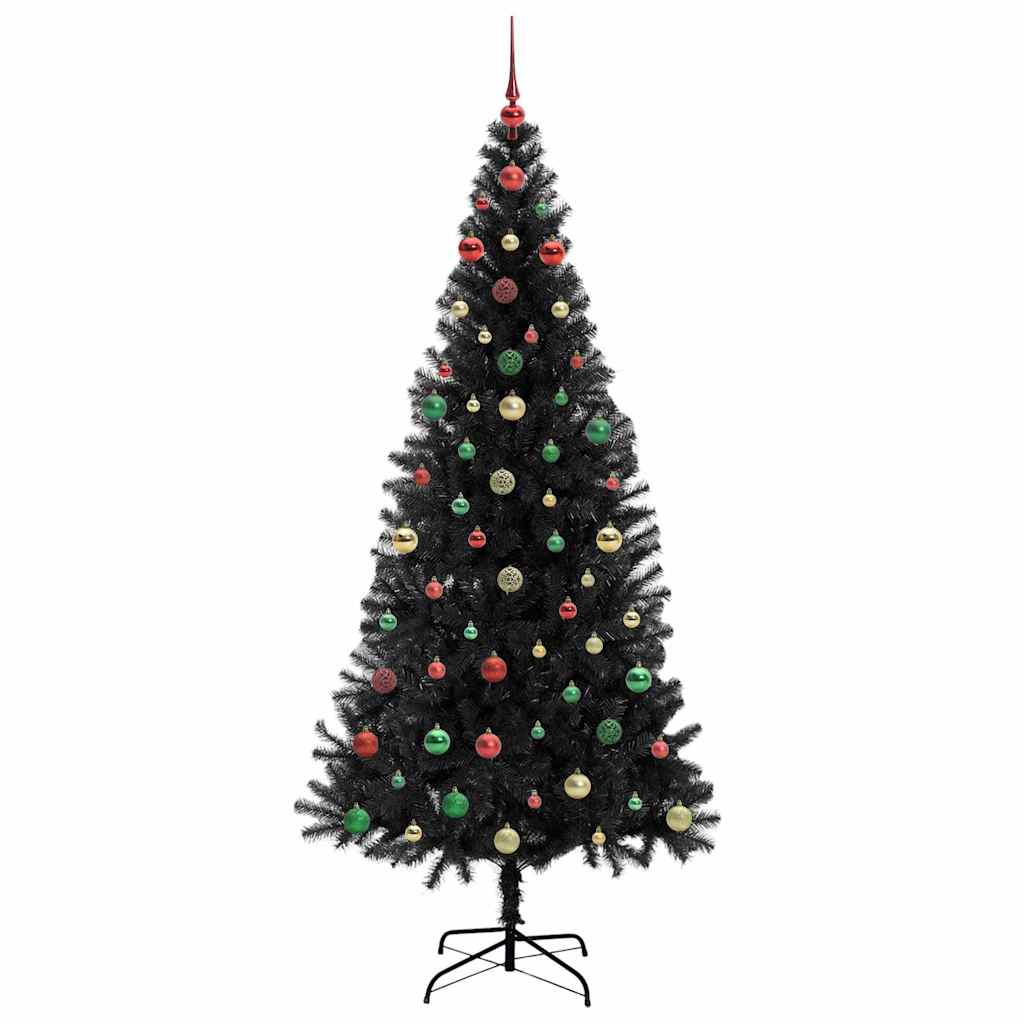 Juletre med 300 LED med stativ Svart 240 cm PVC
