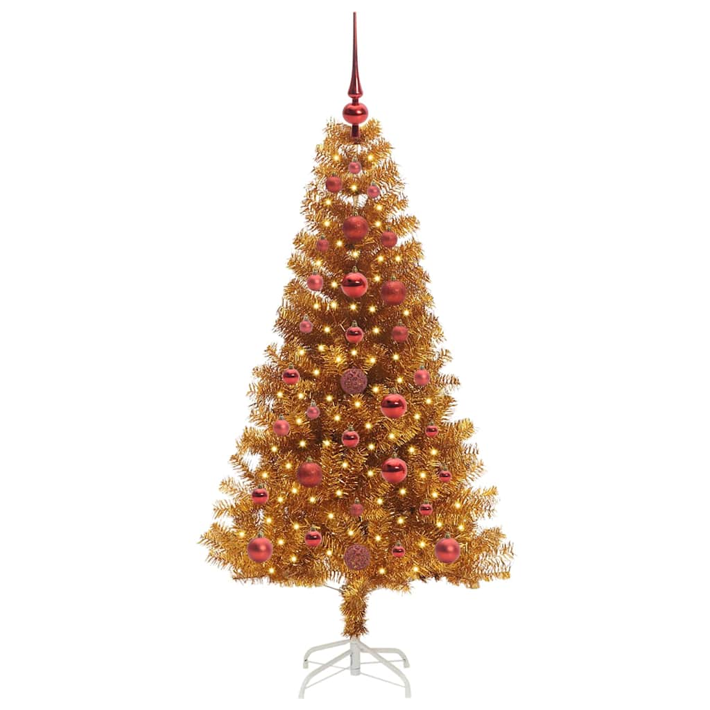 Juletre med 150 LED med stativ Gull 120 cm PET