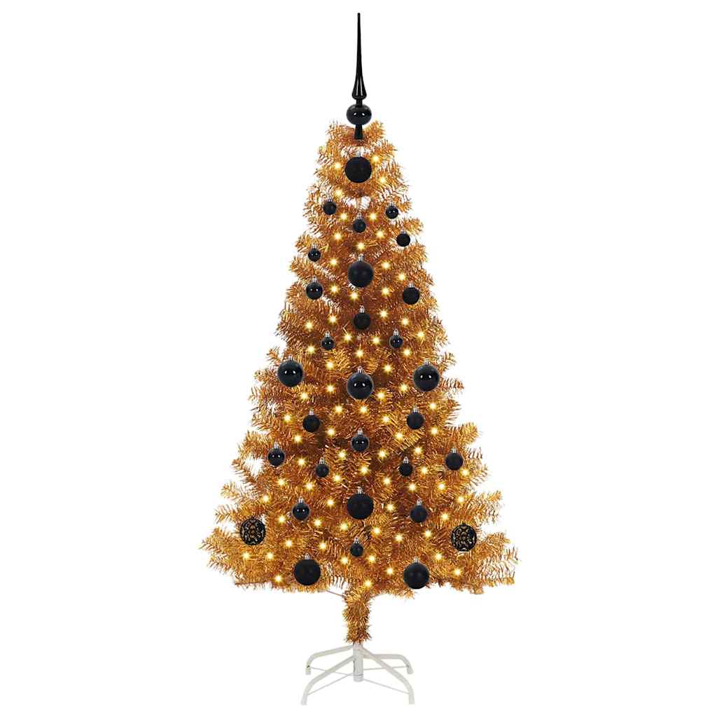 Juletre med 150 LED med stativ Gull 120 cm PET