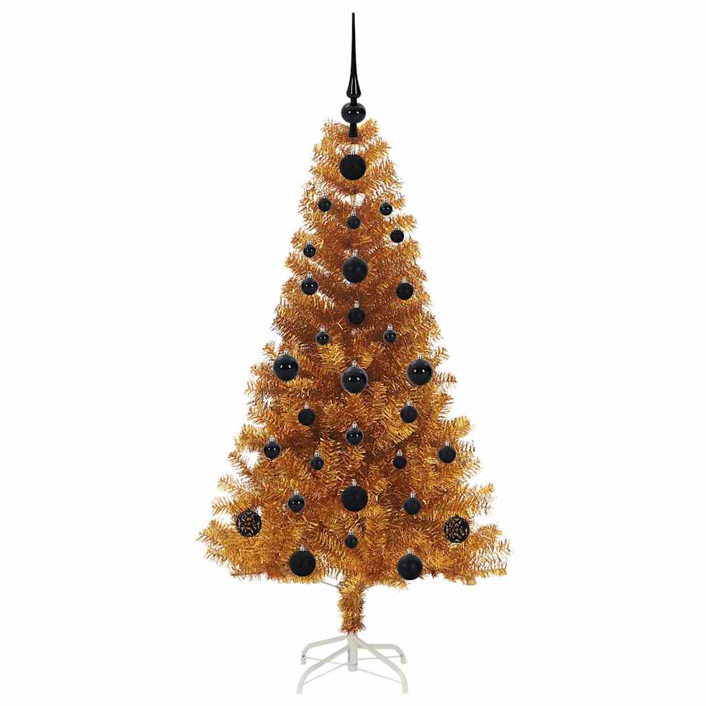 Juletre med 150 LED med stativ Gull 120 cm PET