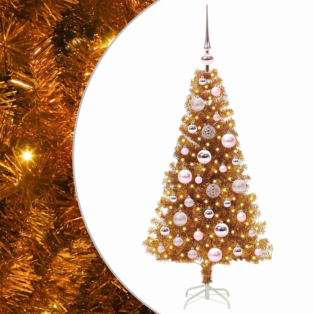 Juletre med 150 LED med stativ Gull 120 cm PET