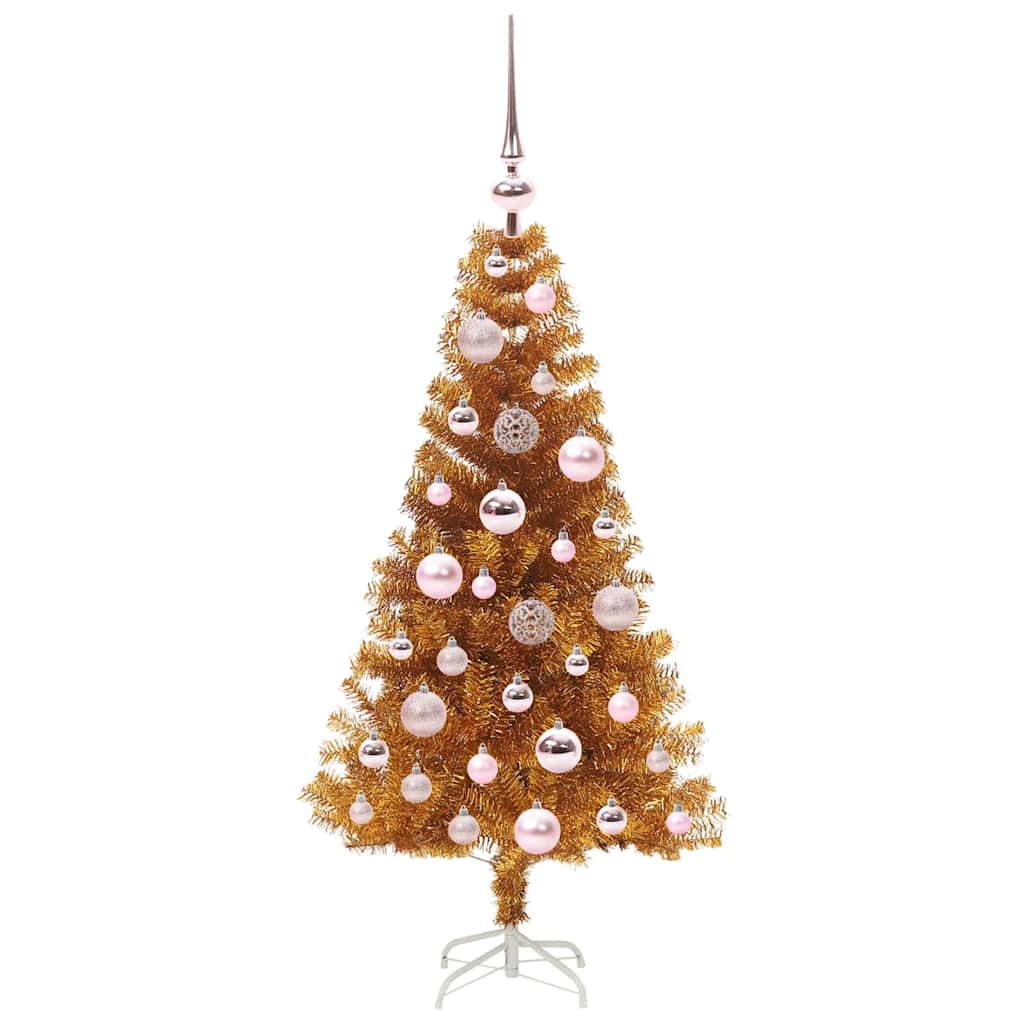 Juletre med 150 LED med stativ Gull 120 cm PET