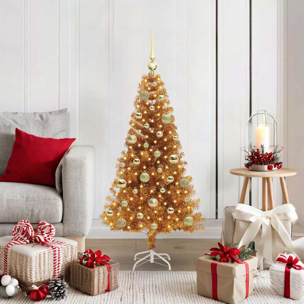 Juletre med 150 LED med stativ Gull 120 cm PET